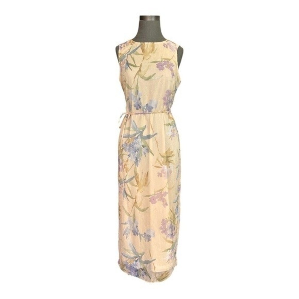 Scarlett Vintage Pastel Floral Sleeveless Maxi Dress Blue Purple Green Size 9-10 - Picture 3 of 8